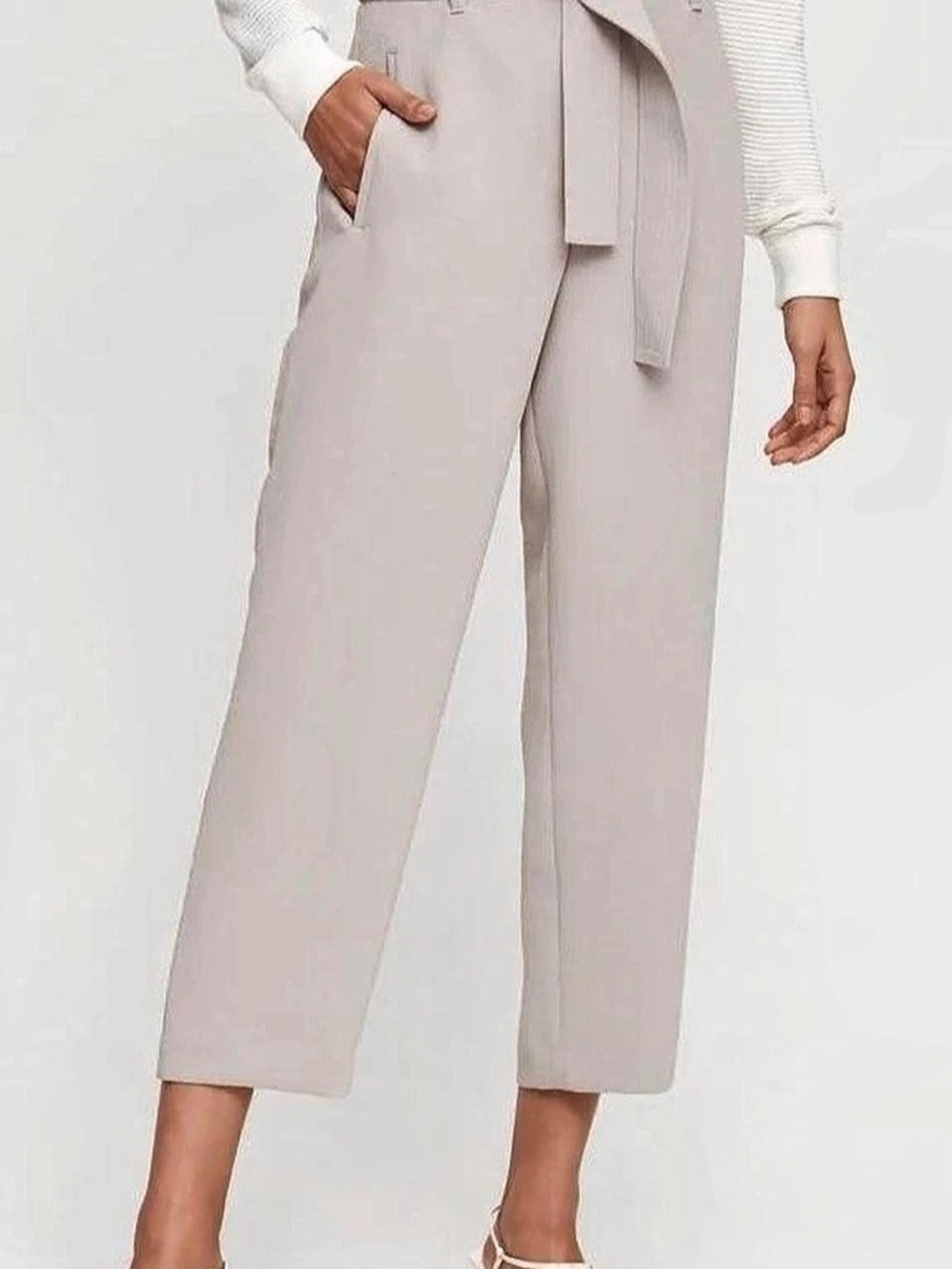 Wilfred Tie-Front Pant Cropped Pants in Morado Grey Size 8 NWT